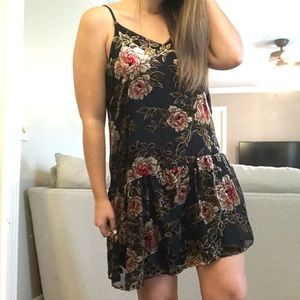 Velvet & black floral dress